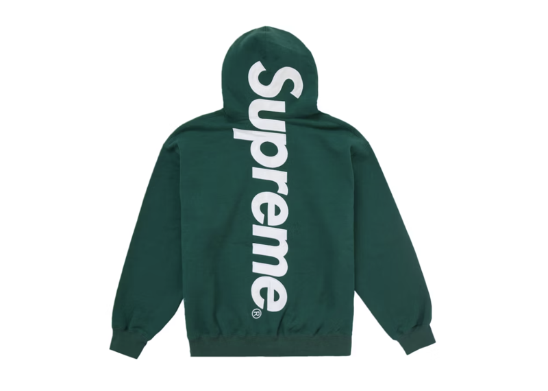 Supreme Satin Applique Hooded Sweatshirt (FW24) Dark Green