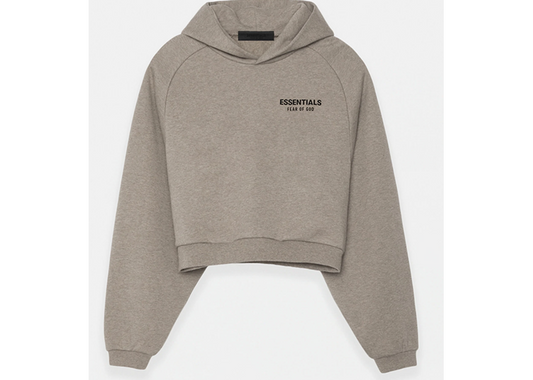 Womens Heather Grey Fleece Cropped Hoodie