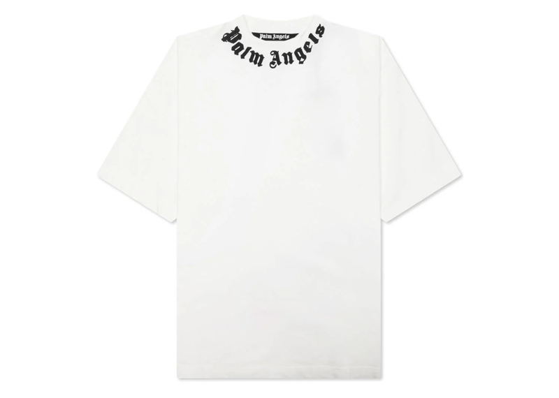 Palm Angels Neck Logo T-Shirt - Off-White/Black