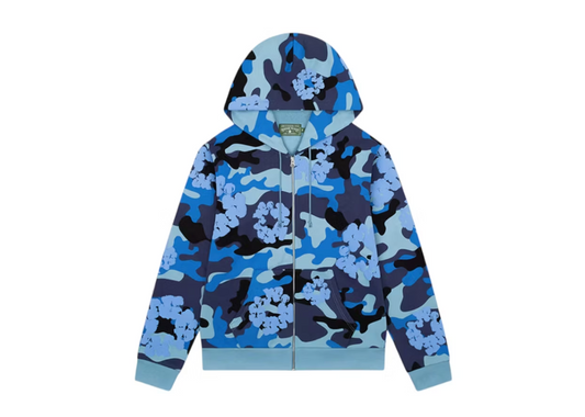 Denim Tears The Cotton Wreath Zip Sweatshirt Blue Camo