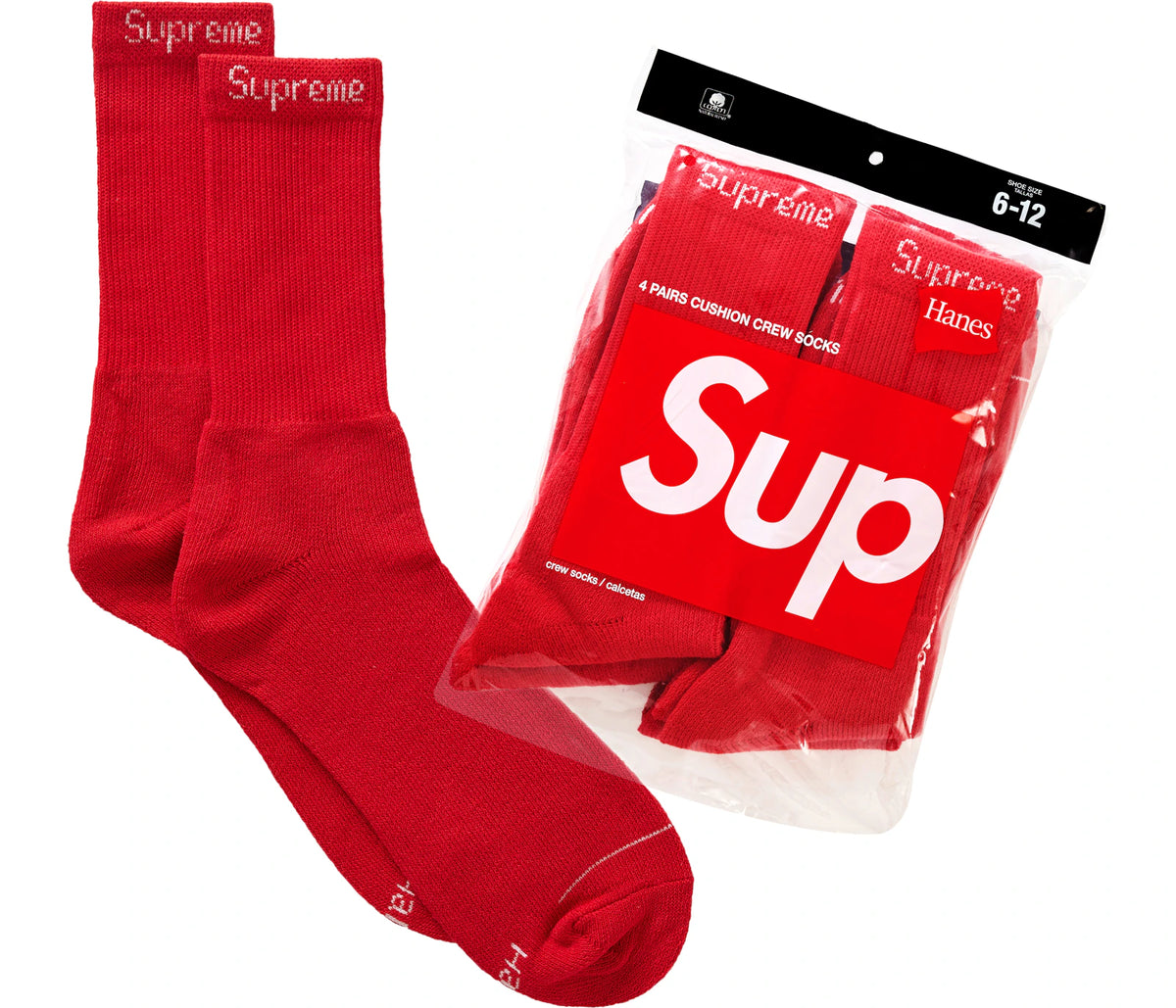 Supreme Hanes Socks (4 Pack) Red
