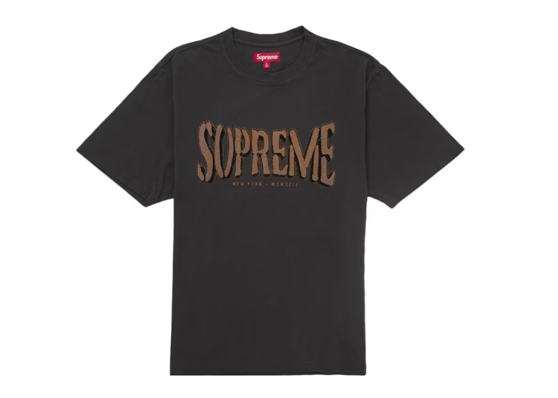 Supreme Flocked Washed S/S Top Black