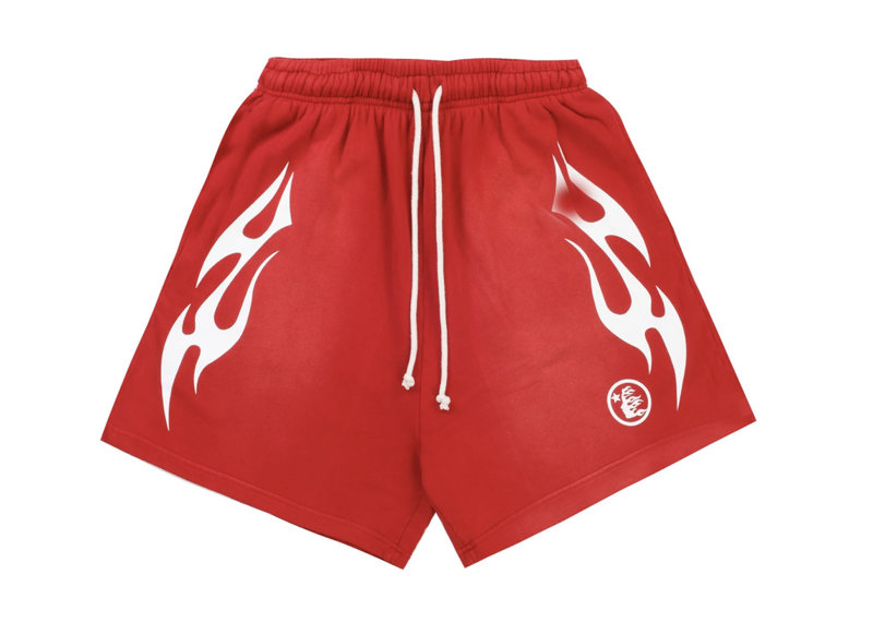 Hellstar Flame Shorts Red White