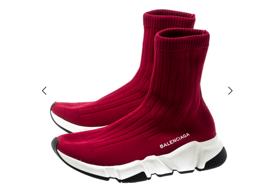 Balenciaga Red Cotton Knit Speed Sock Sneakers