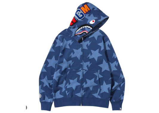 A Bathing Ape Men Sta Pattern Shark Full Zip Hoodie