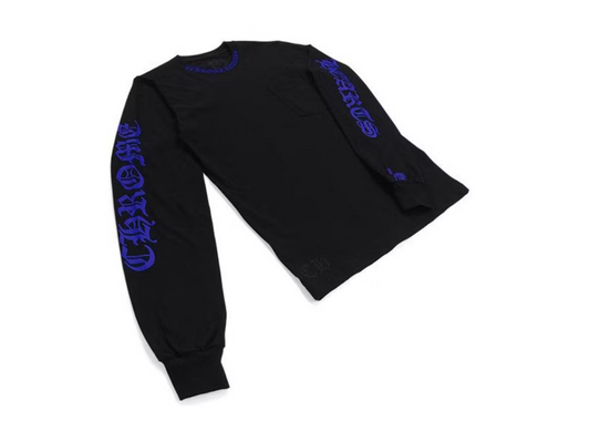 Chrome Hearts 1988 Neck Logo Long Sleeve T-shirt Black/Blue