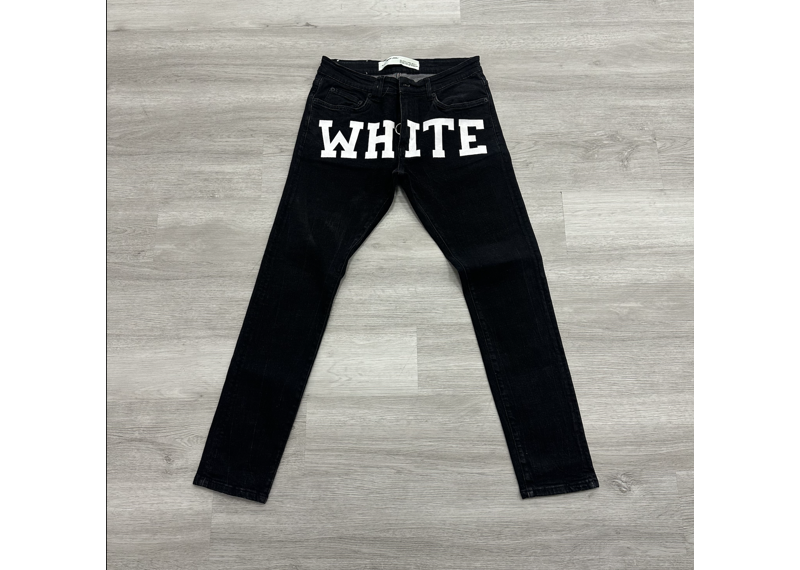 Off White Black Logo Jeans