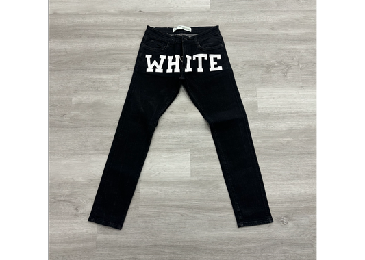 Off White Black Logo Jeans