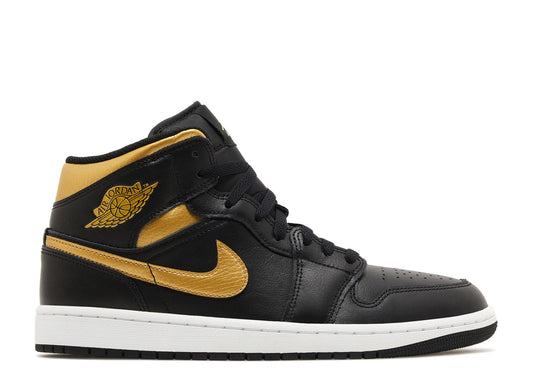 Air Jordan 1 Mid Black Metallic Gold