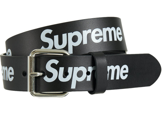 Supreme Repeat Leather Belt Black