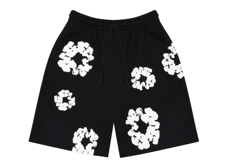 Denim Tears Cotton Wreath Sweatshorts Black/White