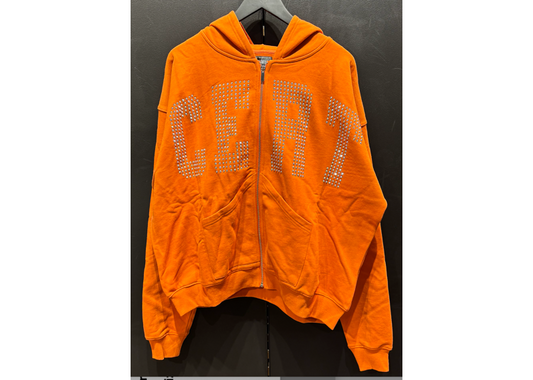 CRTFD Orange Rhinestone Hoodie