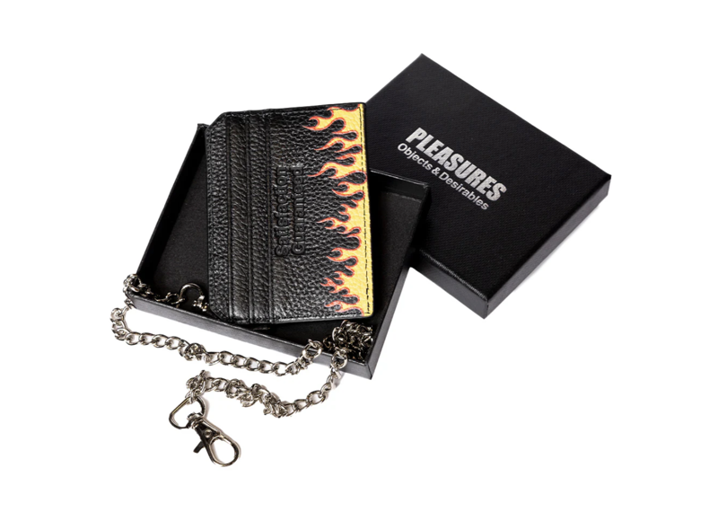 Pleasures Flame Leather Card Case with Chain