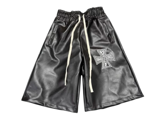 Krazy Ambitions Leather Shorts Black